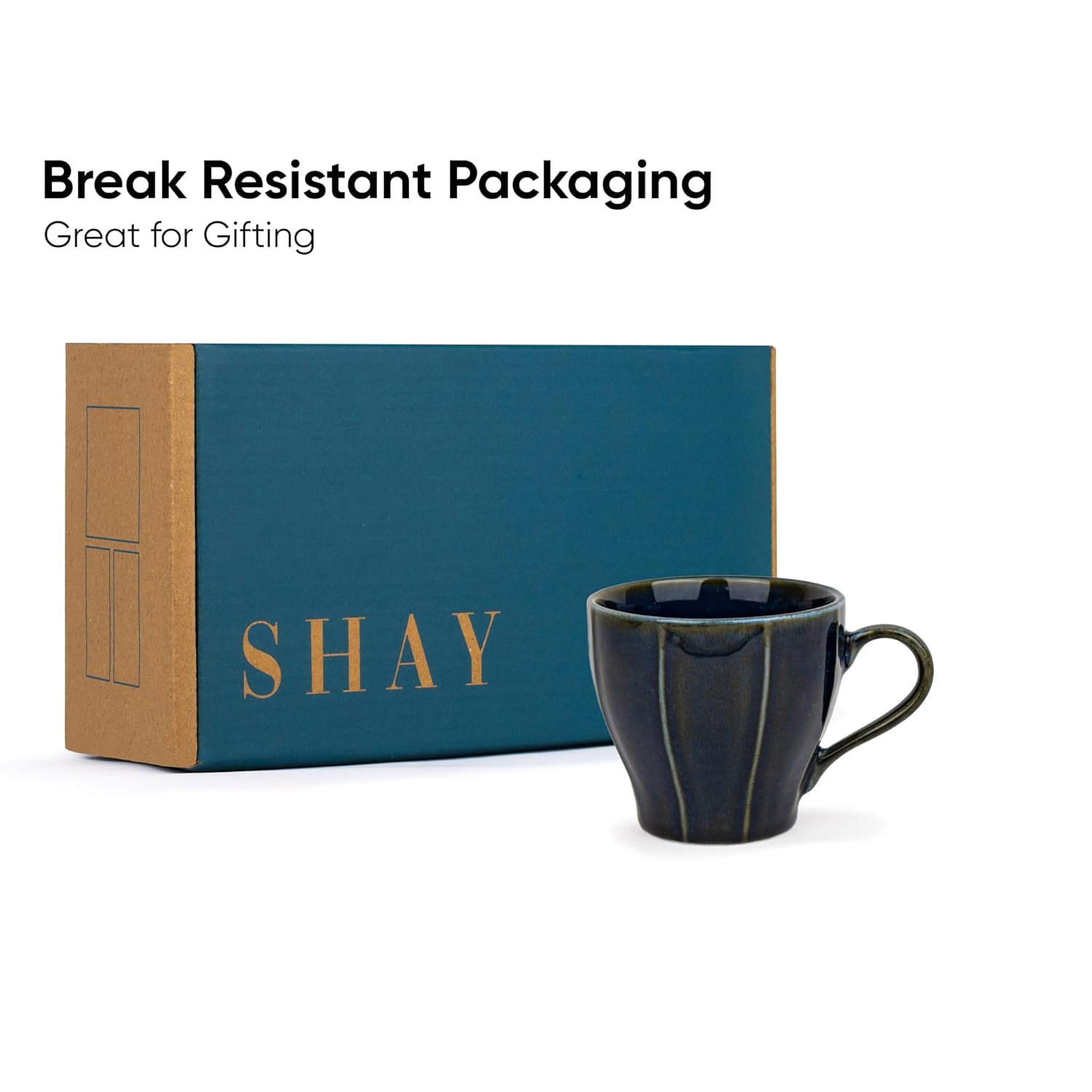 Ceramic Line Tea Cups Set Of 6 - Blue, 180ml Each | Tea Cup Set Of 6 - Premium Porcelain Tea Set | Ceramic Tea Cup With Glossy Finish - Small Cups For Tea | Line Tea Cup Only Ceramic Line Tea Cups Set Of 6 - Blue, 180ml Each | Tea Cup Set Of 6 - Premium Porcelain Tea Set | Ceramic Tea Cup With Glossy Finish - Small Cups For Tea | Line Tea Cup Only