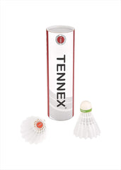Tennex T 333 Nylon Badminton Cork Base Shuttlecock For Intermediate | White , Pack Of 6