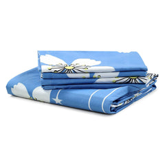 Cotton Rich Double Bedsheet With 2 Pillow Covers - 82 X 84 Inches, Sky Blue & White | Skin Friendly Fabric For Everyday Comfort - Perfect Gifting For Wedding Anniversary