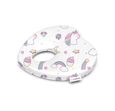 Premium Head Shaping Heart Shape Memory Foam Pillow, White - Unicorn Print - 23 X 23 X 4 Cm | Head Corrector Pillow, Lightweight & Portable, Ultra - Soft & Breathable Fabric Pillow