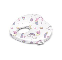Premium Head Shaping Heart Shape Memory Foam Pillow, White - Unicorn Print - 23 X 23 X 4 Cm | Head Corrector Pillow, Lightweight & Portable, Ultra - Soft & Breathable Fabric Pillow