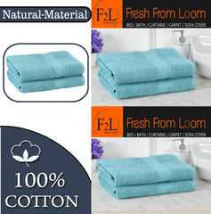 Fresh From Loom Luxury Edition Egyptian 100% Pure Cotton Bath Towel 1200 Gsm | High Water Heavy Soft Dual Stitched Bath Towel (Turquoise Blue) - 2 Pcs