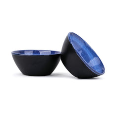 Ceramic Serving Medium Bowls Set Of 2 Pieces - 850ml Each, Blue Reactive | Premium Ceramic Bowls - Medium Size | Microwave Safe Bowls - Bowl Sets With Glossy Finish | Ceramic Bowls