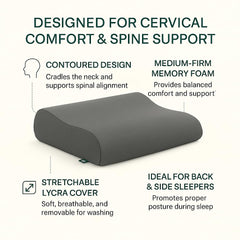 Cervical Pillow For Neck & Shoulder Pain Relief, Slate, Size - King | Memory Foam Pillow - Spondylitis Orthopedic Pillow | Neck Support, Pillow For Sleeping, Contour Medical Pillow