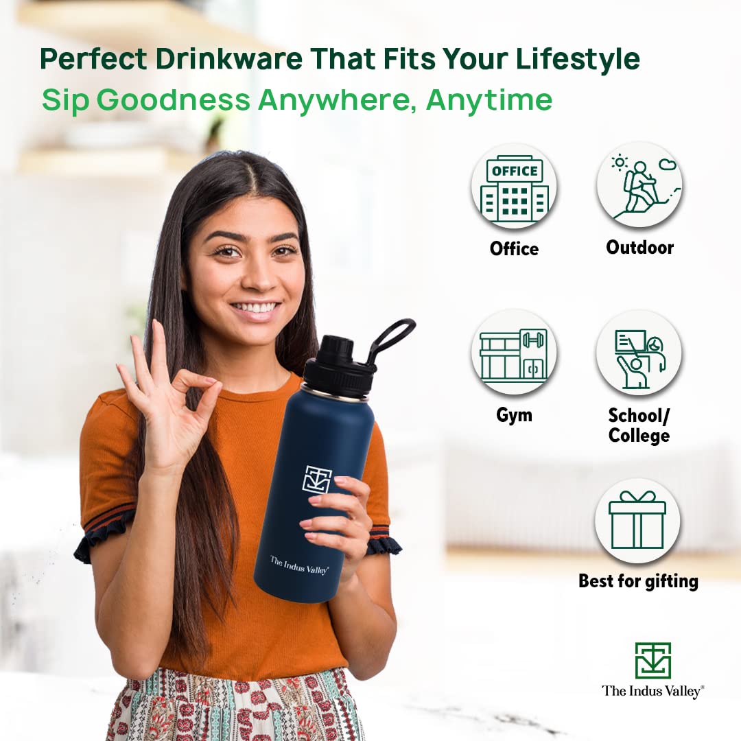 Pro-hydro Vacuum Insulated Stainless Steel Wide Mouth Bottle For School, College, Office With Handle - Blue, 1 Liter | 304 Grade SS, Double Walled, Hot & Cold Temperature, Leak Proof, BPA-free Pro-hydro Vacuum Insulated Stainless Steel Wide Mouth Bottle For School, College, Office With Handle - Blue, 1 Liter | 304 Grade SS, Double Walled, Hot & Cold Temperature, Leak Proof, BPA-free
