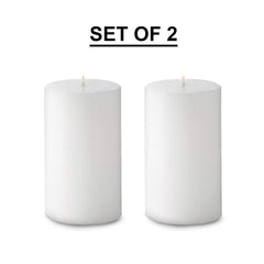 4 INCHES WHITE PILLAR CANDLES SET OF 2 | BURNING TIME 60 HOURS BEST FOR BIRTHDAY