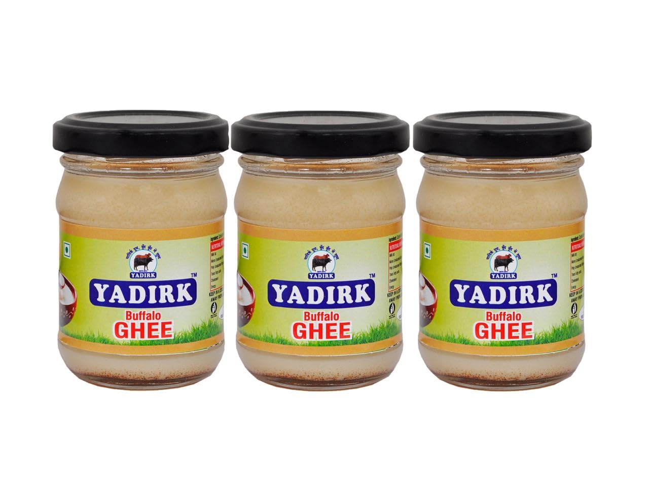 100% Natural Buffalo Ghee By Yadirk | High In Protein Fiber Healthy & Nutrients Desi Buffalo Ghee Good For Strong Body | 300ml (100ml * 3) 10.1 Ounce | Jar Pack 100% Natural Buffalo Ghee By Yadirk | High In Protein Fiber Healthy & Nutrients Desi Buffalo Ghee Good For Strong Body | 300ml (100ml * 3) 10.1 Ounce | Jar Pack