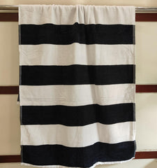 Cotton Bolls Textiles Premium 100% Cotton Bath Towel 450 Gsm | Ultra-Soft & Absorbent Quick Dry Durable Stripe Design Towel (Black)