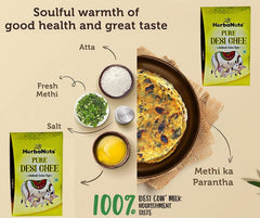 100% Natural Cow Desi Ghee By Herba Nuts | Natural & Healthy Gir Cow Cultured Desi Ghee Perfect For Taste | (500ml) 16.9 Ounce | Box Pack