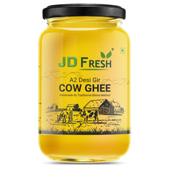 Pure Premium A2 Gir Cow'S Ghee By JD Fresh | Traditional Bilona Method Healthy Immunity Booster Natural Fresh Desi Cow Ghee Perfect For Baking | (1 Litre) 33.8 Ounce | Jar Pack