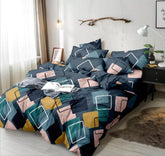 1 King Size Elastic Fitted Bedsheet With 2 Pillow Cover + Comforter - 72 X 78 Inches, Multicolor | Suitable For All-Season Use | Soft To Touch, Light Weight