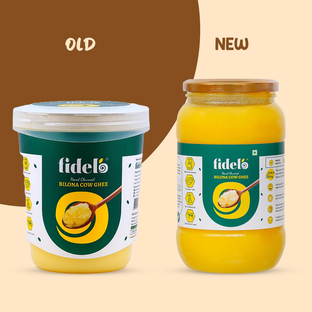 Organic Natural Bilona Cow Ghee By Fidelo | Naturally Healthy Pure Cow Ghee For Sweets & Laddus | (1 Litr) 33.8 Ounce Organic Natural Bilona Cow Ghee By Fidelo | Naturally Healthy Pure Cow Ghee For Sweets & Laddus | (1 Litr) 33.8 Ounce