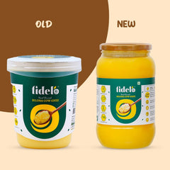 Organic Natural Bilona Cow Ghee By Fidelo | Naturally Healthy Pure Cow Ghee For Sweets & Laddus | (1 Litr) 33.8 Ounce
