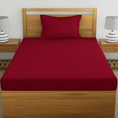 Glace Cotton 1 Single Bedsheet With 1 Pillow Cover - 60 X 90 Inches, Maroon | Comfort Fabric Bedsheet Home, Hotel & Guest House