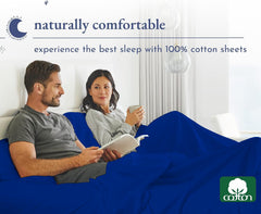 1 Plain Single Flat Bedsheet With 1 Pillow Cover - 54 X 90 Inches, Blue | Breathable & Skin Friendly Bedsheet | Ideal For Hotel, Guest House, Bedroom