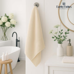 Earthy Fables Premium Bath Towel 600 Gsm | 100% Combed Cotton Ultra Soft, Quick Dry & Highly Absorbent For Home, Travel And Acne-Prone Skin (Beige) Set Of 2