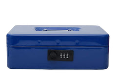Metal Cash Box With Number Combination Lock, Size - Medium, Colour - Blue, Material - Iron, Special Feature - Removable Tray