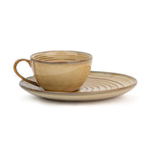 Ceramic Coffee Cup Saucer Set - Beige Reactive, 250ml | Ceramic Mug With Glossy Finish | Mug For Coffee - Ceramic Coffee Mug | 1 Cup + 1 Saucer - Microwave Safe