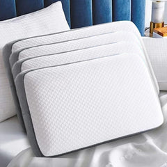 Cooling Gel Memory Foam Pillow, Cervical Pillow, White & Grey, Size - 24 X16 X 3.5 Inch | For Relieving Neck & Shoulder Pain With Free Pillow Cover | Back, Stomach Sleepers - Set Of 4