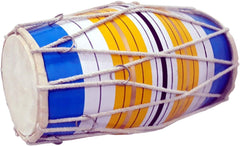 Wooden Musical Instrument Baby Dholak Drum Rope & Ring With Cover - Multicolor | Perfectly Symmetric Round Dholak - Dholak For Festival, Wedding, Satsang | Punjabi Dhol Drum, Housewarming Gifts