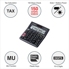 Casio Mj-120d 150 Steps Check And Correct Desktop Calculator With Tax Keys | Calculation Of Price Plus Tax, Tax Amount, Price Less Tax
