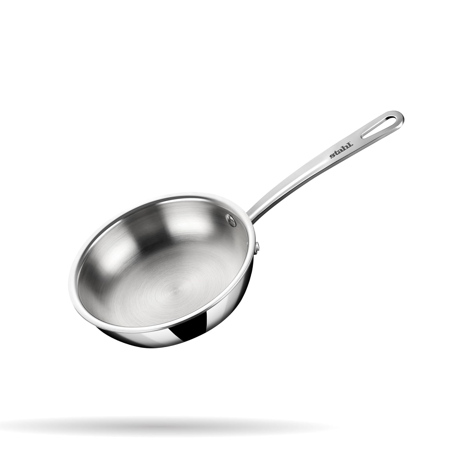 Artisan Triply Stainless Steel Fry Pan With Lid | Induction Base Frying Pan - 0.6 Liters, 16 Cm Artisan Triply Stainless Steel Fry Pan With Lid | Induction Base Frying Pan - 0.6 Liters, 16 Cm