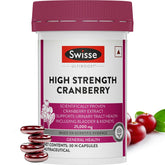 Swisse High Strength Cranberry For Pcos, Pcod & Uti, 25000mg Cranberry Extract, Antioxidant Rich Supplement Supports Bladder | 30 Tablets 50gm 0.1lbs