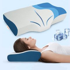 Premium Orthopedic Cool Gel Memory Foam Pillow For Neck Pain Relief, Model - Butterfly | For Head & Shoulder Pain Relief, Use For Head, Back, Neck | Comfortable Pillow - Pack Of 1