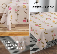 100% Cotton Feel Bedsheets With 2 Large Size Pillow Covers | 90 X 100 Inches, Peach & Pink - Double Bed King Size | Soft & Breathable & Wrinkle Free Premium Printed Design