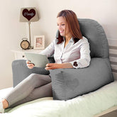 Backrest & Reading Pillow, Bed Support Pillow With High Armrests, Light Grey - X Large Size | 100% Cotton Removable Cover | For Back & Shoulder Support, Comfortable Pillow - Pack Of 1