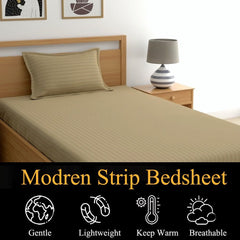 Glace Cotton 1 Single Bedsheet With 1 Pillow Cover - 60 X 90 Inches, Beige | Comfort Fabric Bedsheet Home, Hotel & Guest House