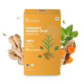 Teabox Turmeric Ginger Tulsi Green Tea - 100gm, 3.5 Ounce | Made With 100% Whole Leaf, Natural Ginger, Turmeric & Tulsi - Flavorful & Soothing Tea | Low Caffeine, 0% Bitterness