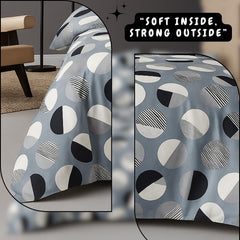 Microfiber Double Bedsheet King Size With 2 Large Size Pillow Covers | Size 108x108+9 Inches, Grey | Perfect For Daily Use, All-Season Use Or Gifting Bedsheet