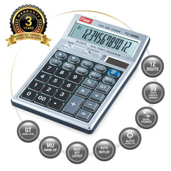 Flair FC-309 Desktop Series Calculator | Best Key Layout | GT Keys With Metal Cladding | Mark Up With Battery Dual Power | 99 Steps Check & Correct | For Home, Office & Shop Use | Grey