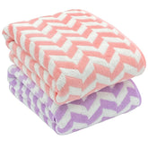 Patpug Coral Microfiber Ultrasoft Comfortable Highly Absorbent Quick Drying Large Bath Towel 700 Gsm (Purple & Pink)- Pack Of 2