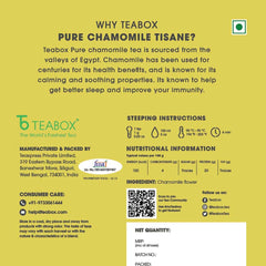 Teabox Pure Chamomile Flowers Tea - 30gm, 1.05 Ounce | Can Make Hot Tea, Iced Tea, Mocktails, Cocktails - Caffeine Free Herbal Infusion - GMO Free, Non-Bitter