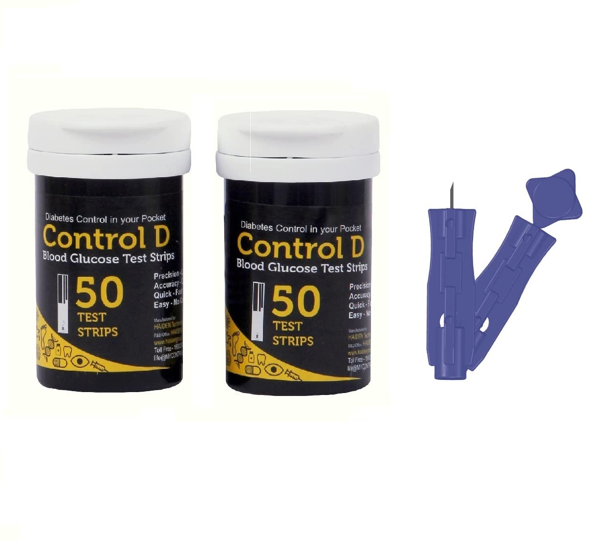 Control D Glucometer 100 Test Strip With Round Comfort 100 Blood Lancet, Blue Round Comfort Lancet Needle, Glucose Test Strips Only For Control D Glucometer Control D Glucometer 100 Test Strip With Round Comfort 100 Blood Lancet, Blue Round Comfort Lancet Needle, Glucose Test Strips Only For Control D Glucometer