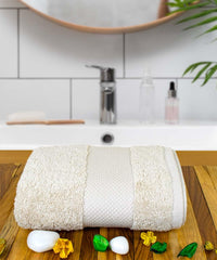 Rangoli Soft Absorbent Durable Towels Earthly Egyption Cotton Plush Oversized Small Size Bath Towel 400 Gsm (Beige)