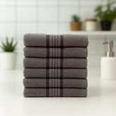 Akiko Home 100% Cotton Essential Series Hand Towels 1200 Gsm | Soft, Absorbent & Durable, Cotton Hand Towel For Bathroom Use, Gentle On Skin- Pack Of 6 (Grey)