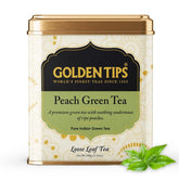 Golden Tips Peach Green Tea - 100gm, 3.5 Ounce | Pure Indian Green Tea - Enhances Digestion, Boosts Energy Levels | Medium Caffeine, Artificial Flavor Free, Artificial Color Free