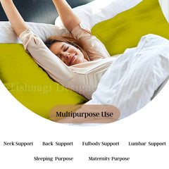 Full Body Pillow, For Back Support, Cotton Soft Side Sleeper Pillow With Cover, Green - 18 X 54 Inch | Cuddle, Hug Long Takiya With Microfiber Filling Adjustable Pillow - Pack Of 1