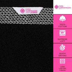 Casa Copenhagen Egyptian Cotton Waffle Large Size Bath Towel 500 Gsm (Black)