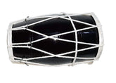 Handmade Instrument Sheesham Wood Dholak Rope Tuned With Bag - Black | Perfectly Symmetric Round Dholak - Mini Dholak For Festival, Wedding, Satsang | Very Easy To Tune
