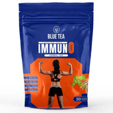 Blue Tea Caffeine Free Immuno Herbal Tea - 30 Pyramid Tea Bags In Zip Lock Pack | Immunity Booster - Gluten Free, Non-GMO, Zero Sugar, 100% Vegan