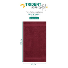 Trident Soft Comfort Air Rich 100% Cotton Bath Towels 500 Gsm | Large Size Bathroom Towels For Men/Women (Red Wine)