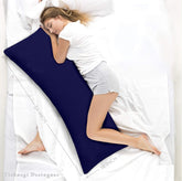 Soft Microfiber Long Pillow, Full Body Pillow, Dark Navy Blue Color | Natural Cotton Removable Large Cover | For Pregnancy, Side Sleeper, Multipurpose Use, For Head, Back, Neck Use
