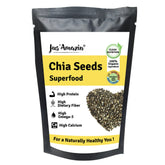 Jus' Amazin Organic Chia Seeds Raw, High Fiber, Diet Food Boosts Immunity High Protein & Calcium Chia Seeds For Weight Loss Good For Heart Health, Omega-3 | 100gm 0.2lbs