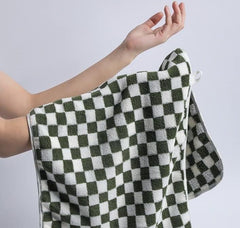 HomeCloud Microfiber Soft & Fuffy Hand Towel 600 Gsm | Hanging Loop Soft, Highly Absorbent & Fast Dry Hand Towel (Set Of 3) - Chess Multicolor