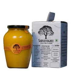Natural A2 Gir Cow Ghee By Sarvayoghee | Pure & Healthy Traditional Bilona Method Cow Ghee For Cooking | (500ml) 16.9 Ounce | Jar Pack