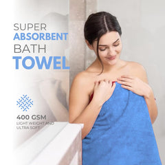 Black Gold The Finer Touch Premium Microfiber Bath Towels 800 Gsm | Lightweight Ultra-Soft Fade Resistant (Sky Blue) - 2 Pcs
